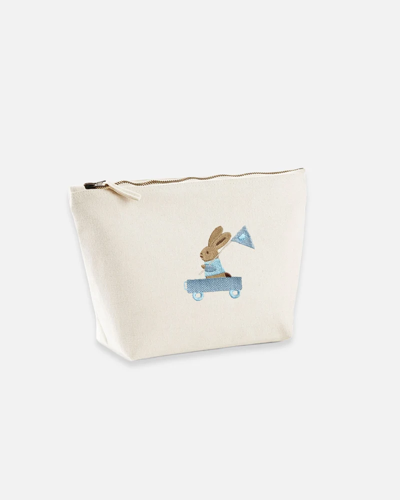 Trousse de toilette naturel lapin cariole bleu