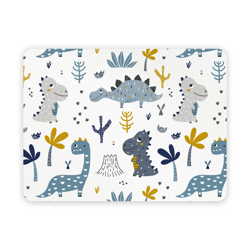 Children's Placemats Blue and Mustard Dinosaurs Pattern