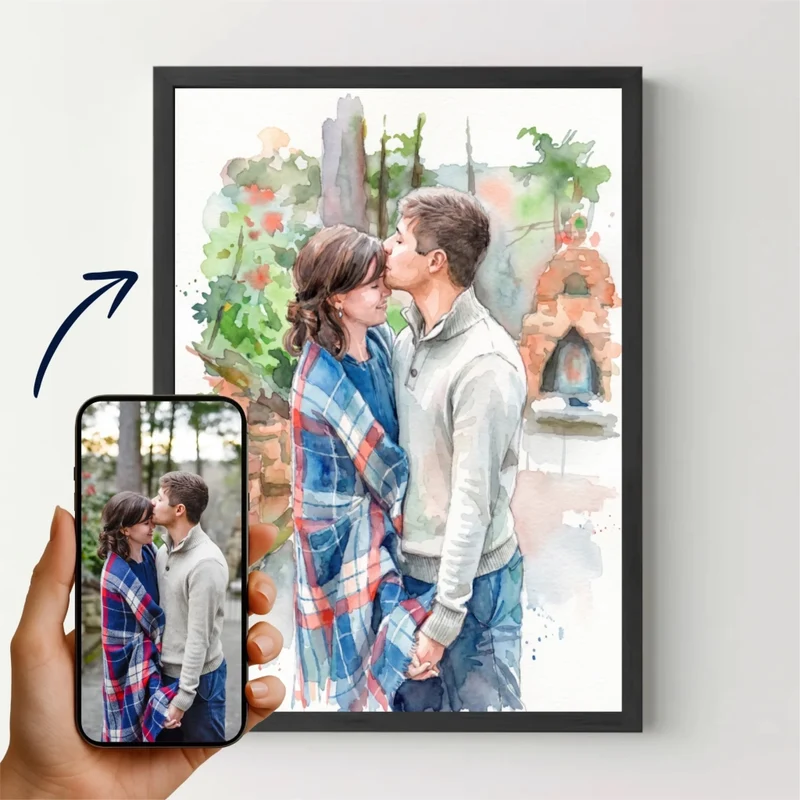 Affiche aquarelle personnalisée - Votre photo avec son décor