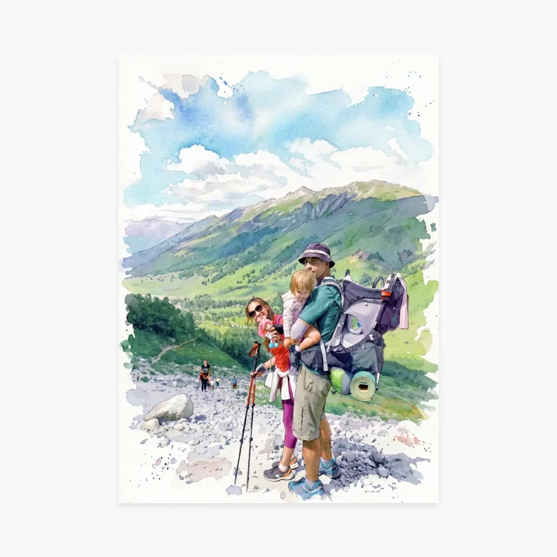 Affiche aquarelle personnalisée - Votre photo avec son décor