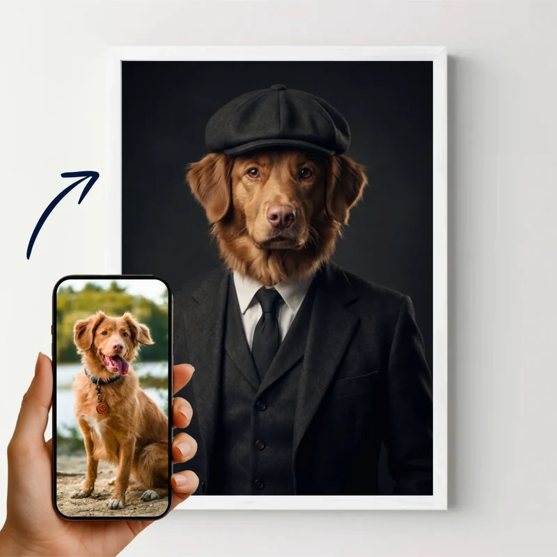 Affiche personnalisée - Portrait de chien Gangster Années 20