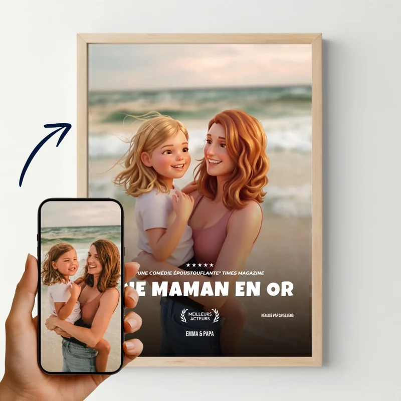 Affiche personnalisée maman - Affiche de film style film d'animation 3D