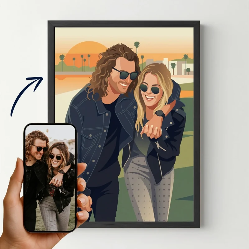 Affiche personnalisée famille - Votre photo en illustration style poster vintage