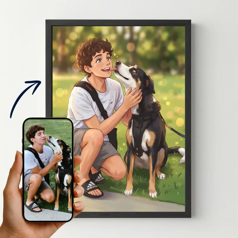 Affiche personnalisée animal - Illustration de votre animal style manga