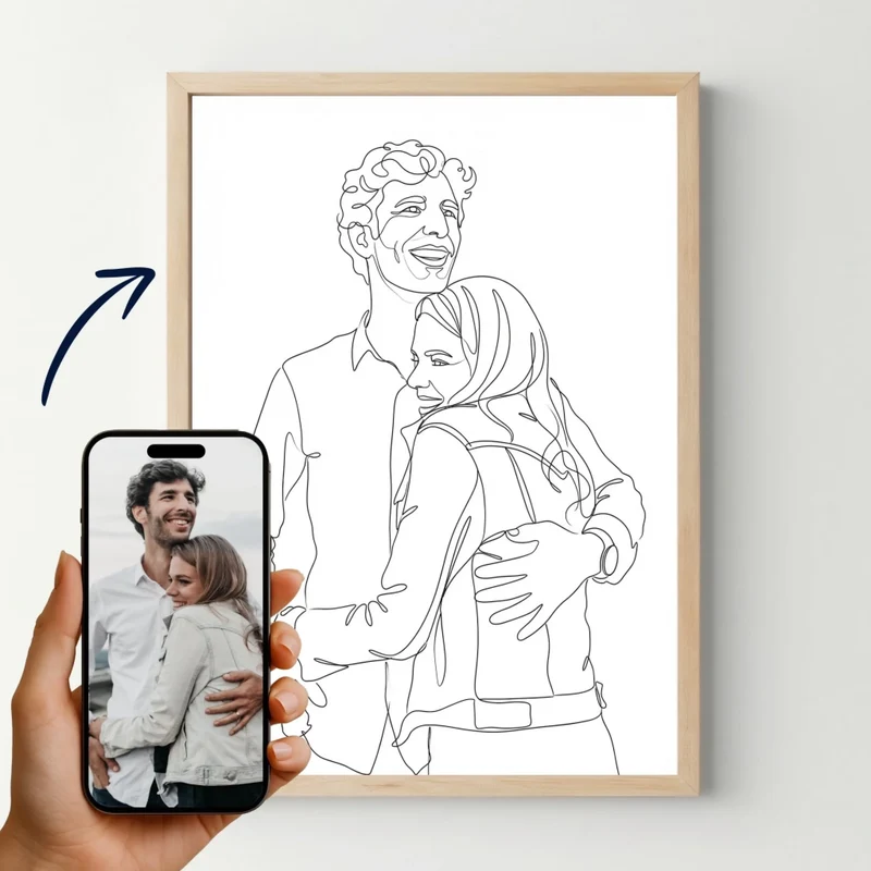 Affiche personnalisée - Votre photo portrait en style line-art minimaliste