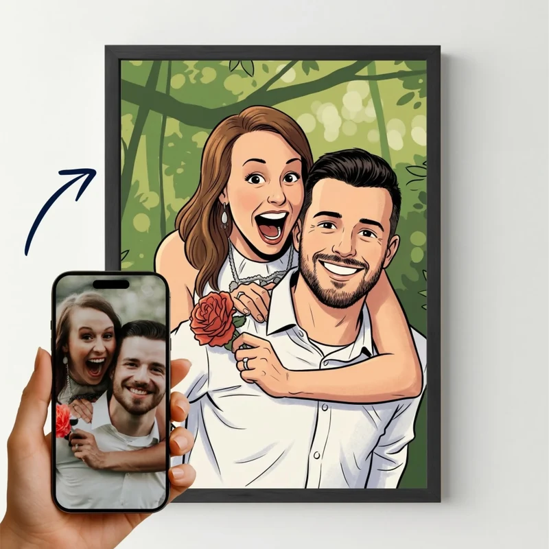 Affiche personnalisée - Votre photo portrait en dessin bande dessinée franco-belge