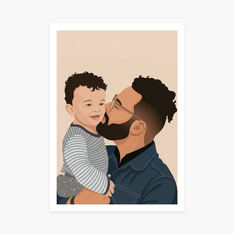 Affiche personnalisée chien - Votre portrait de chien en dessin vectoriel doux