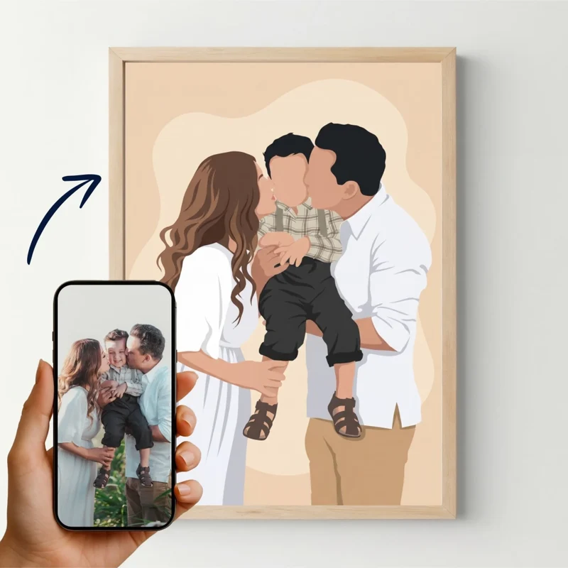 Affiche personnalisée - Votre portrait en dessin vectoriel doux