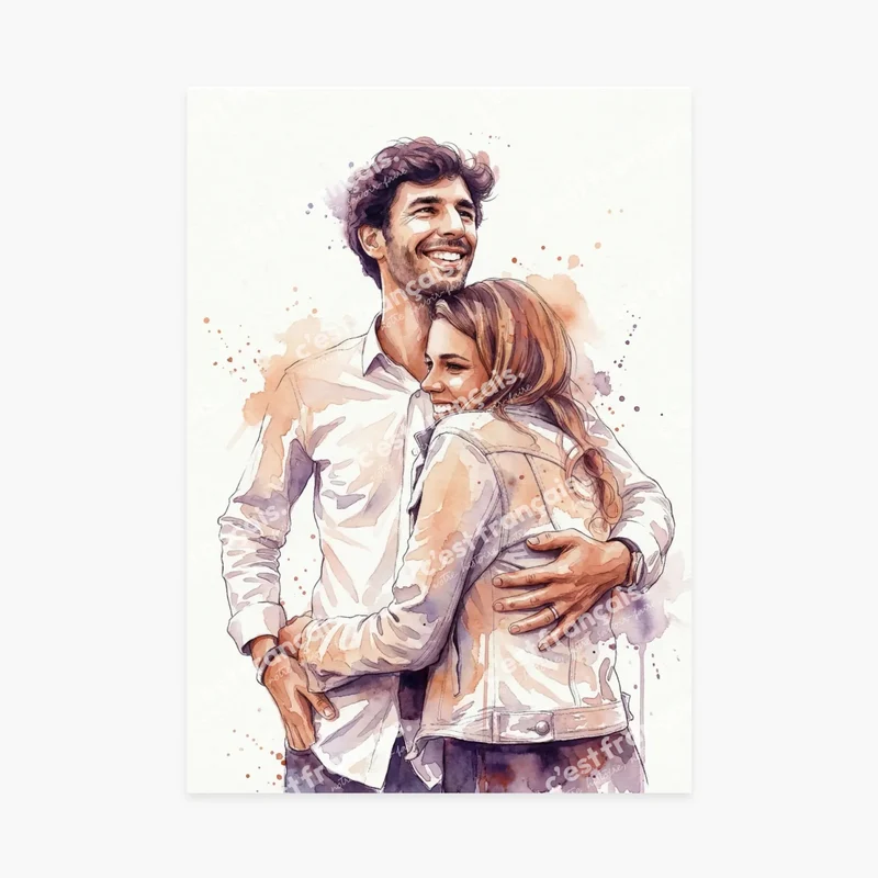 Affiche personnalisée - Votre photo d'animal chien ou chat en illustration aquarelle