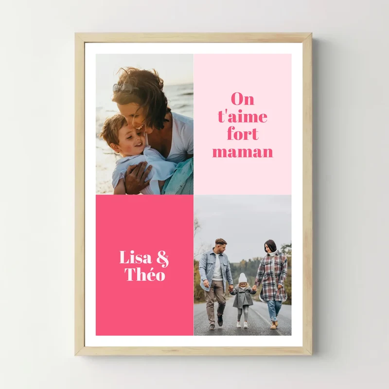 Affiche personnalisée photo - On t'aime fort maman