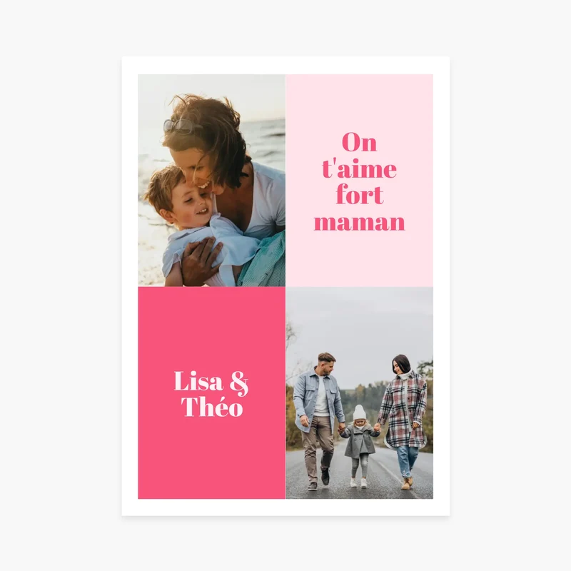 Affiche personnalisée photo - On t'aime fort maman