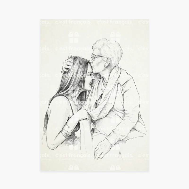 Affiche personnalisée - Votre photo en illustration portrait au crayon noir & blanc