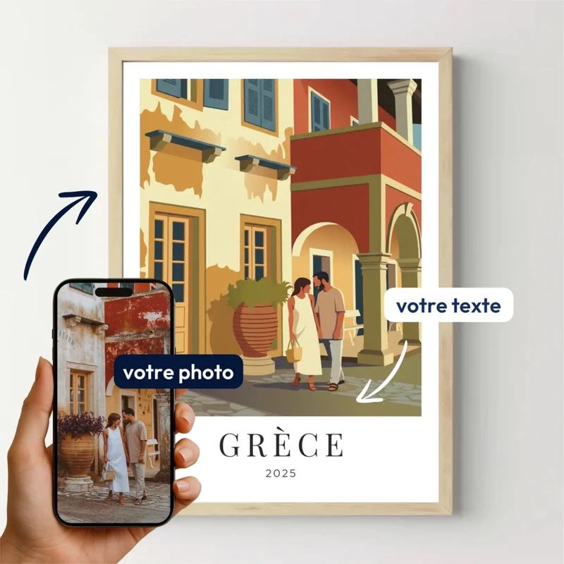 Affiche vacances personnalisée - Votre affiche vacances illustrée avec votre photo