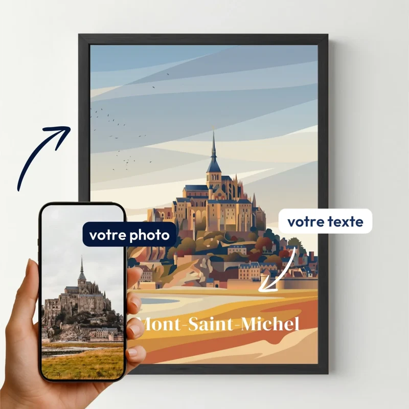 Affiche ville personnalisée - Votre affiche de ville illustrée avec votre photo