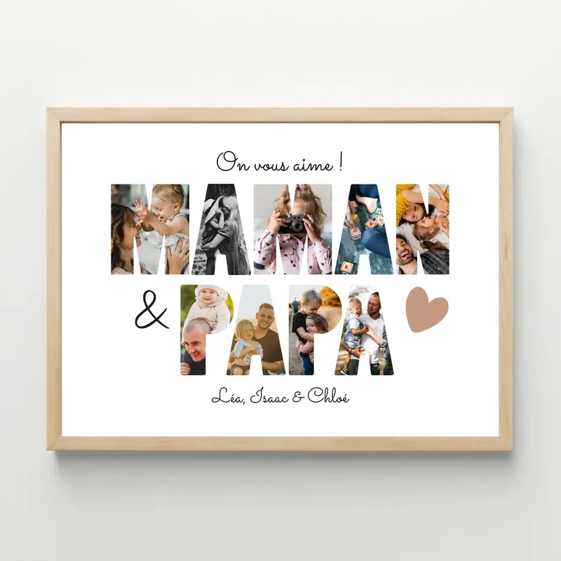 Affiche personnalisée - Maman & Papa lettres photos