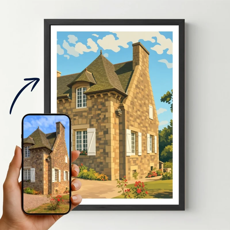 Affiche personnalisée - Votre photo de maison en illustration vectorielle