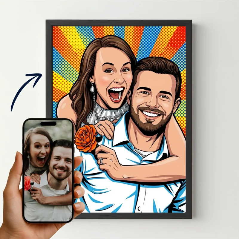 Affiche personnalisée - Votre photo portrait en illustration pop-art rétro