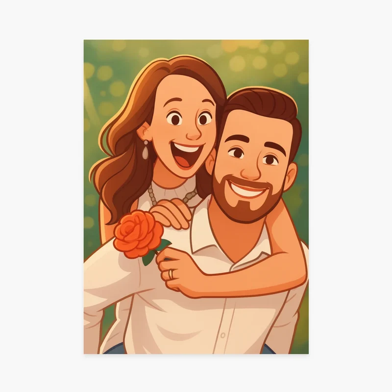 Affiche personnalisée - Portrait illustration cartoon couple / famille
