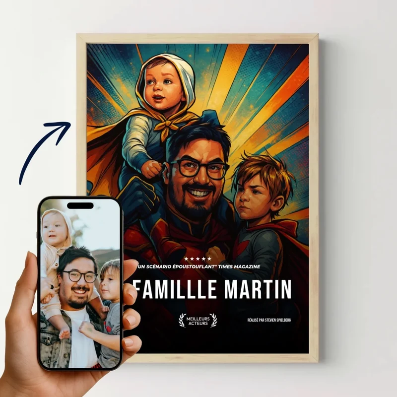 Affiche de film personnalisée - Votre photo en illustration style super héros