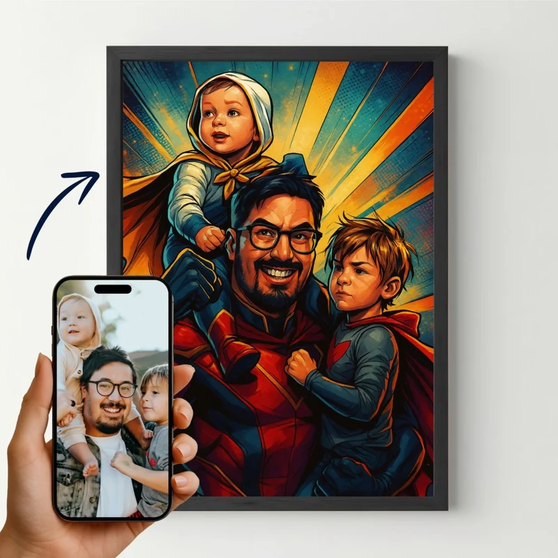 Affiche personnalisée - Votre photo en illustration style comic book super-héros