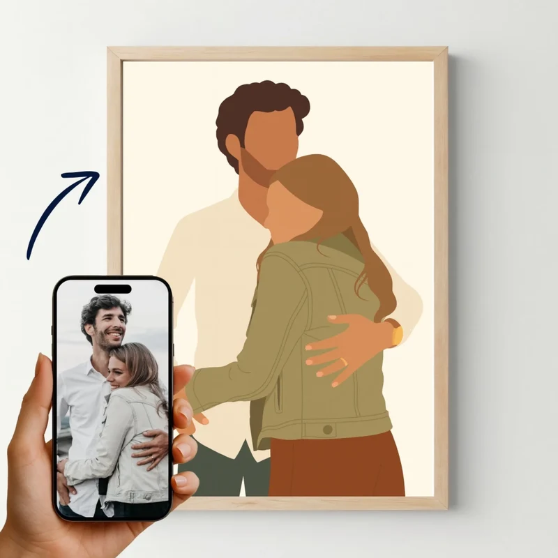 Affiche personnalisée - Votre photo en illustration minimaliste, portrait en dessin