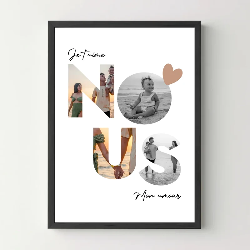 Affiche personnalisée couple - "Nous" 4 photos