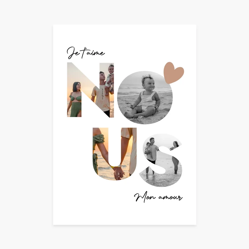 Affiche personnalisée couple - "Nous" 4 photos
