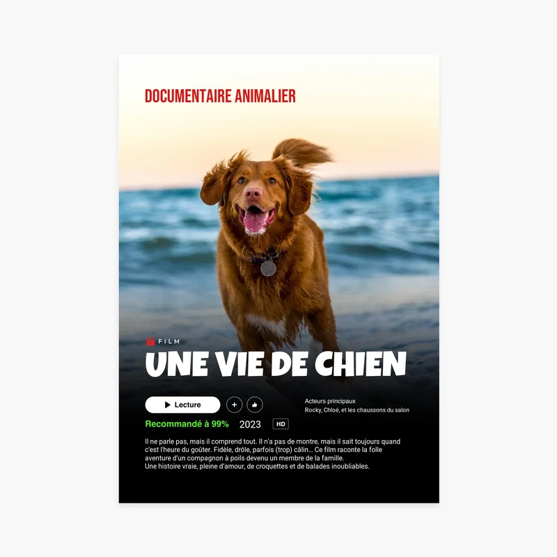 Affiche Netflix personnalisée - Chien & animaux de compagnie