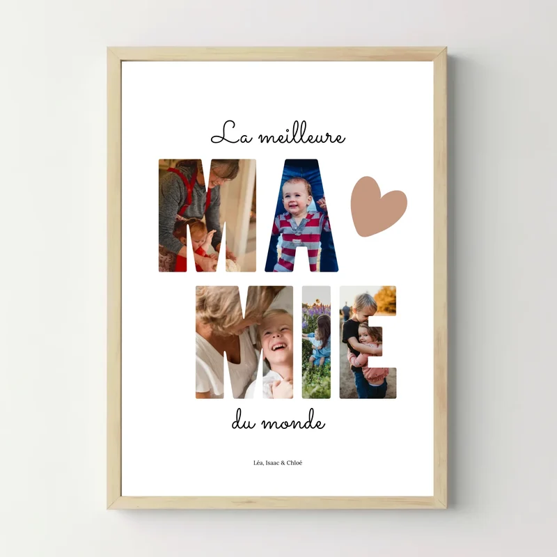 Affiche personnalisée - Meilleure Mamie Lettres photos