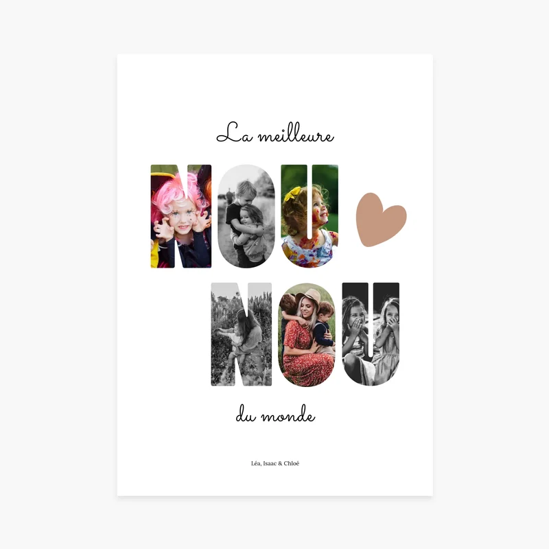 Affiche personnalisée - Nounou Lettres photos