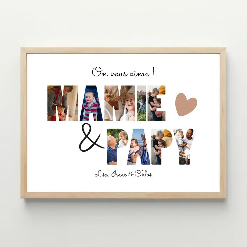 Affiche personnalisée famille - Mamie et Papy Lettres photos