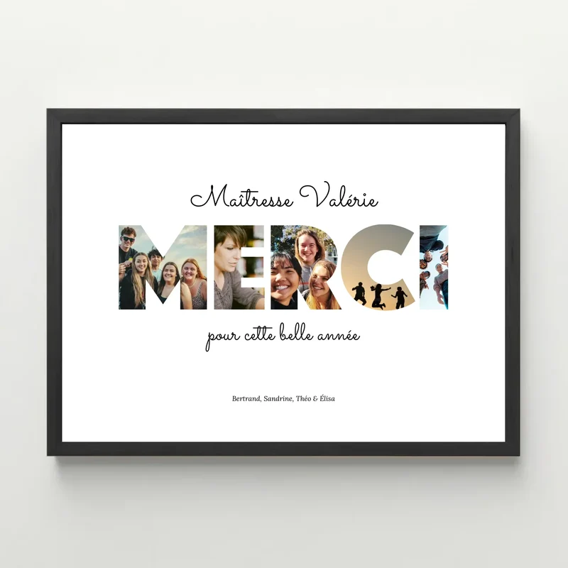 Affiche personnalisée photo - Merci Maîtresse - Cadeau fin d'année