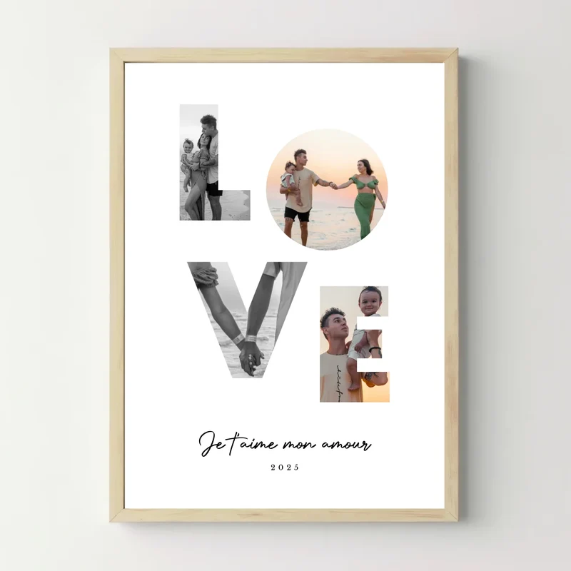 Affiche personnalisée couple & famille - Love Lettres photos portrait