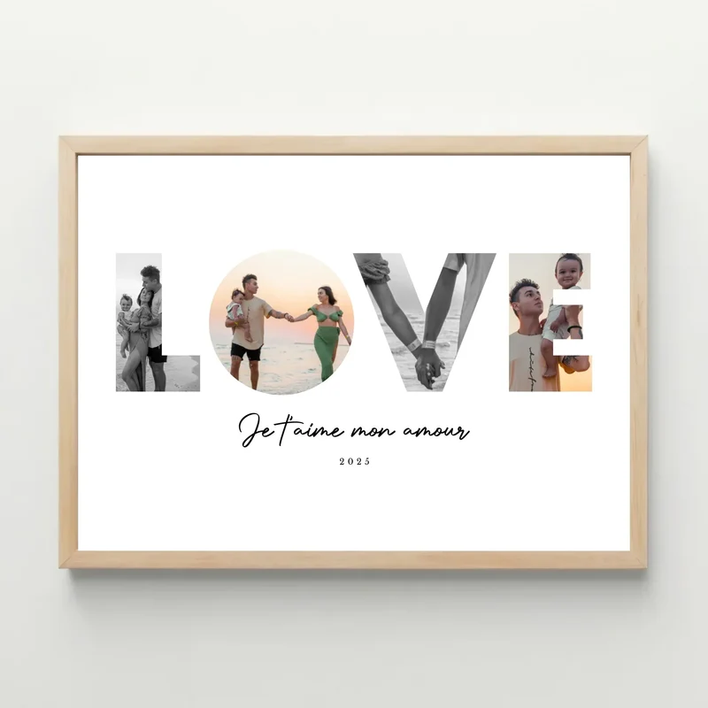 Affiche personnalisée famille & couple - LOVE lettres photos
