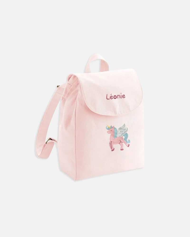 Sac à dos rose brodé licorne