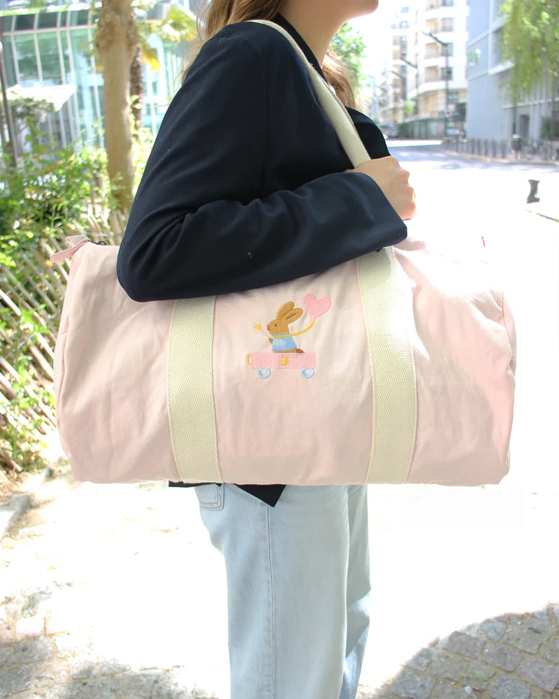 Sac de voyage lapin fée personnalisable rose