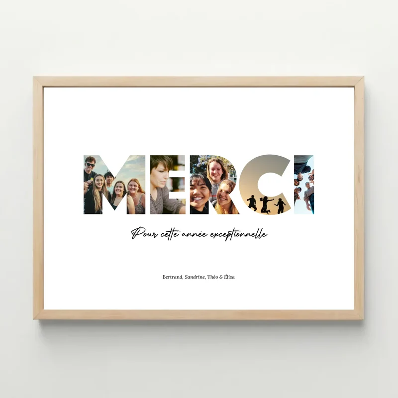 Affiche personnalisée - Merci photos - Cadeau de remerciement