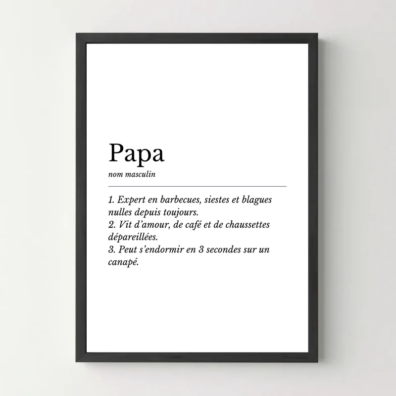 Affiche personnalisée - Définitions Papa sans photo