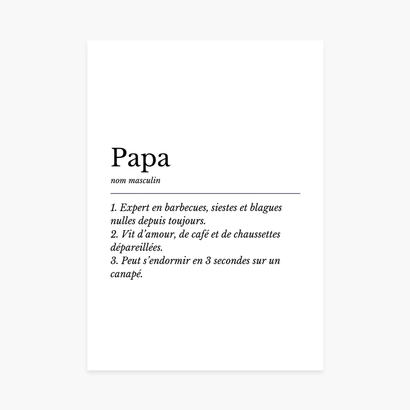 Affiche personnalisée - Définitions Papa sans photo