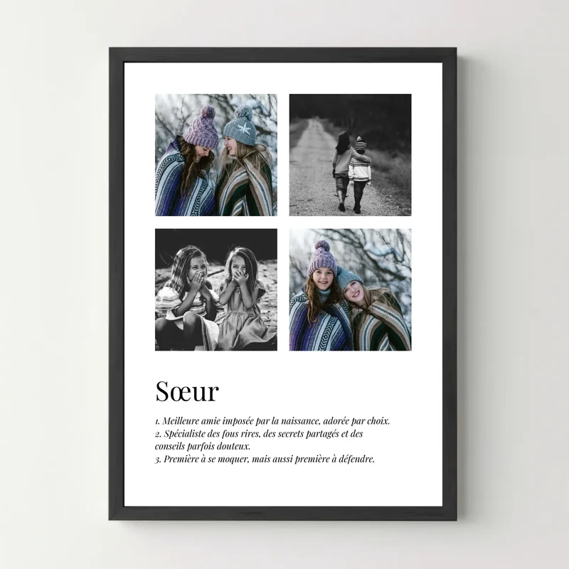 Affiche personnalisée - Définition sœur 4 photos