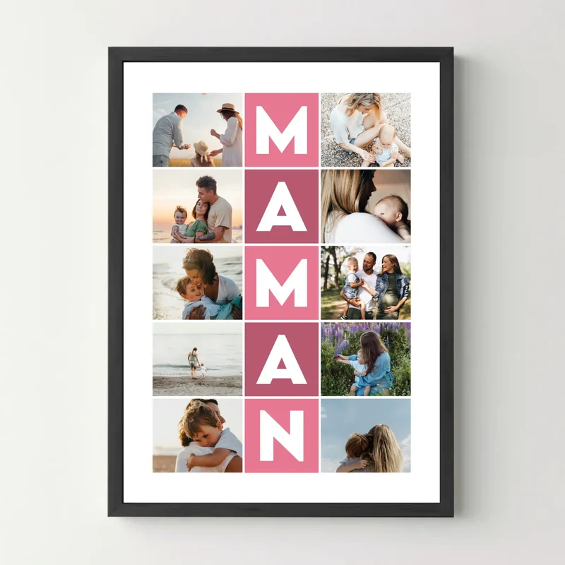Affiche personnalisée - Maman en lettres et en photos