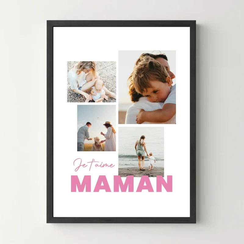 Affiche personnalisée maman - Pêle-mêle 4 photos