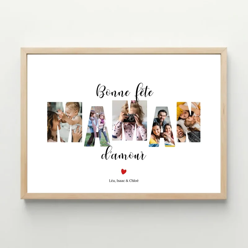 Affiche personnalisée - Bonne fête Maman d'amour - Cadeau maman