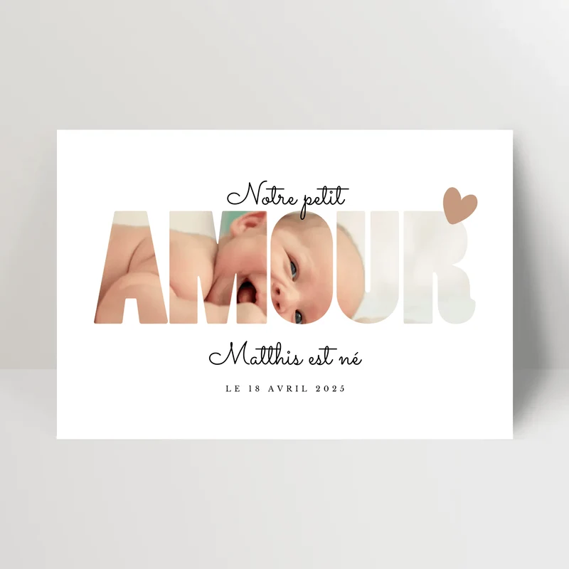Faire-part naissance personnalisé - Petit Amour photo