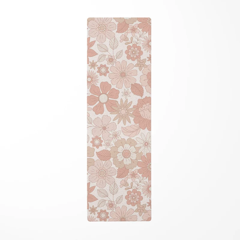 Alfombra infantil de noche con estampado floral retro