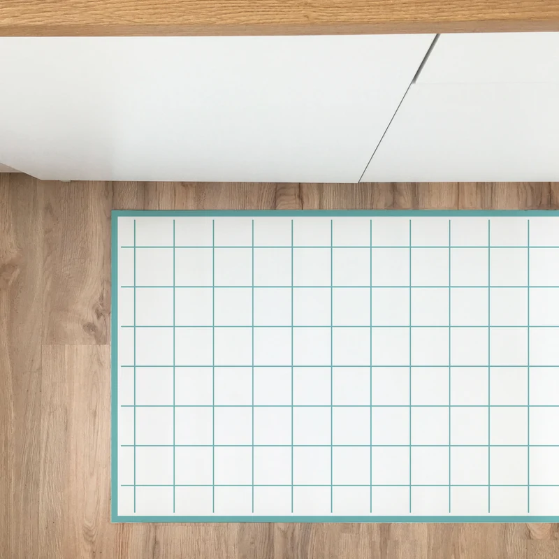 Vinyl Rug 48x298 Dark Mint Checks