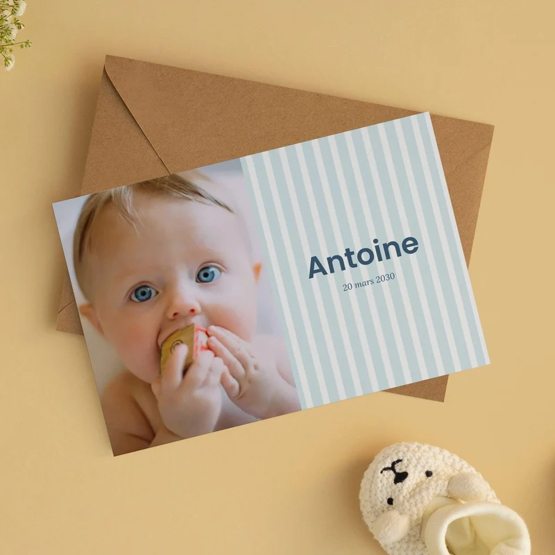 Faire-part naissance - Rayures photo