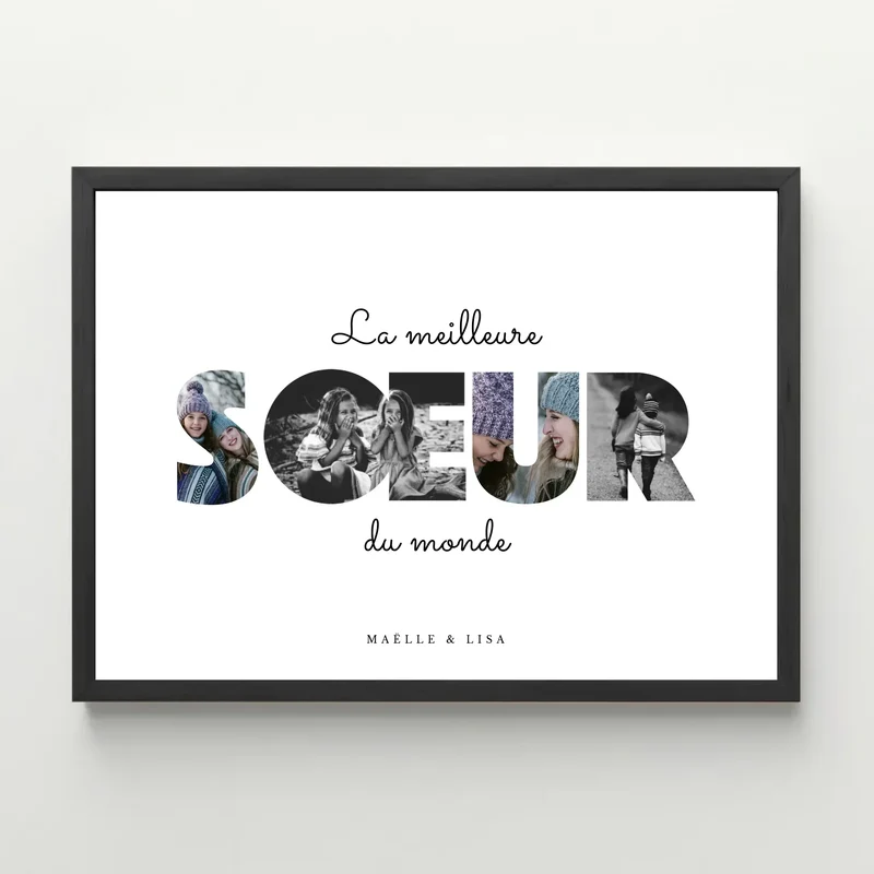 Affiche personnalisée soeur - Lettres photos