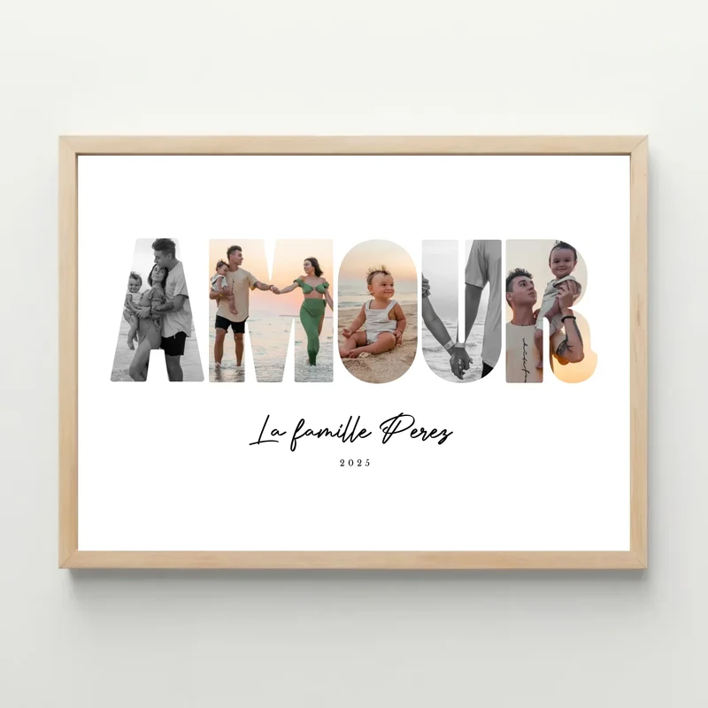 Affiche personnalisée famille & couple - Photos lettres Amour