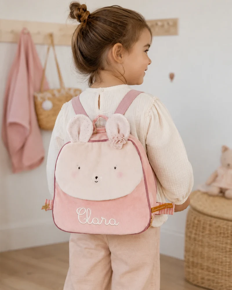 Sac à dos souris rose clair à personnaliser